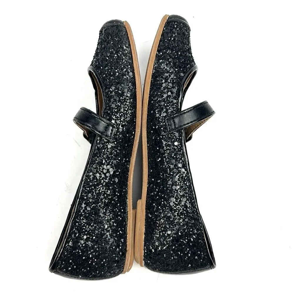 New GARVALIN Spain Girls Sparkly Formal Flat Black Mary Jane Shoes EUR 30 US 13